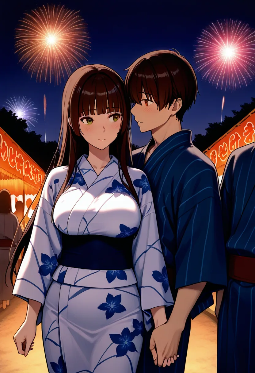 Story 3: Festival Atmosphere — panel 5 — hand holding under fireworks