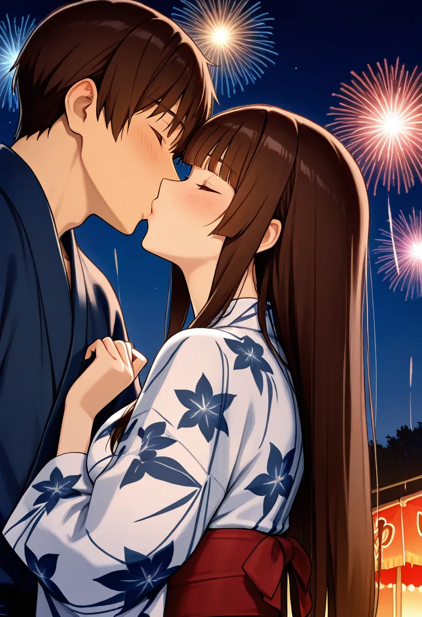 Story 3: Festival Atmosphere — panel 6 — a tentative kiss