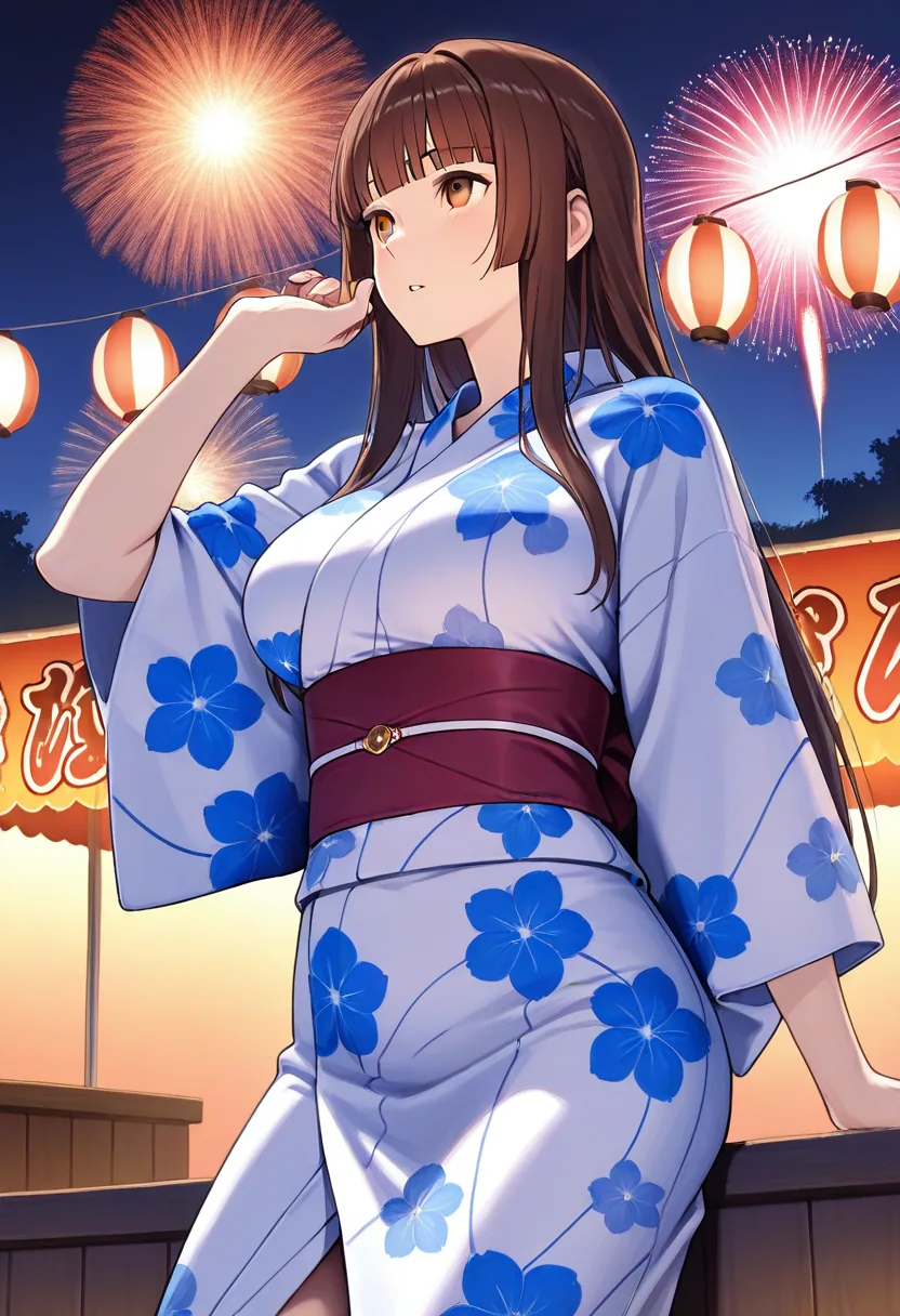 Story 6: Festival Yukata — panel 2 — festival watching fireworks