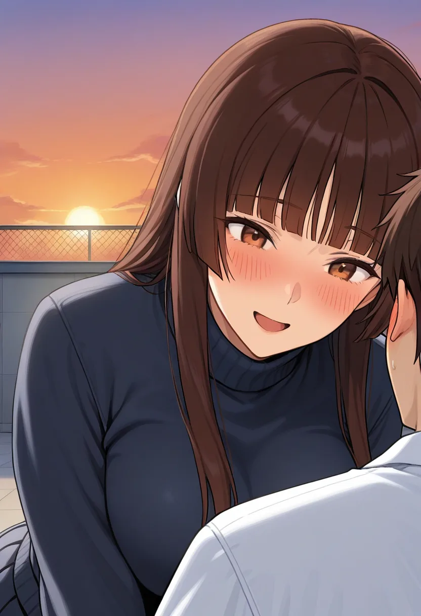 Story 7: Rooftop After School — panel 3 — first touch