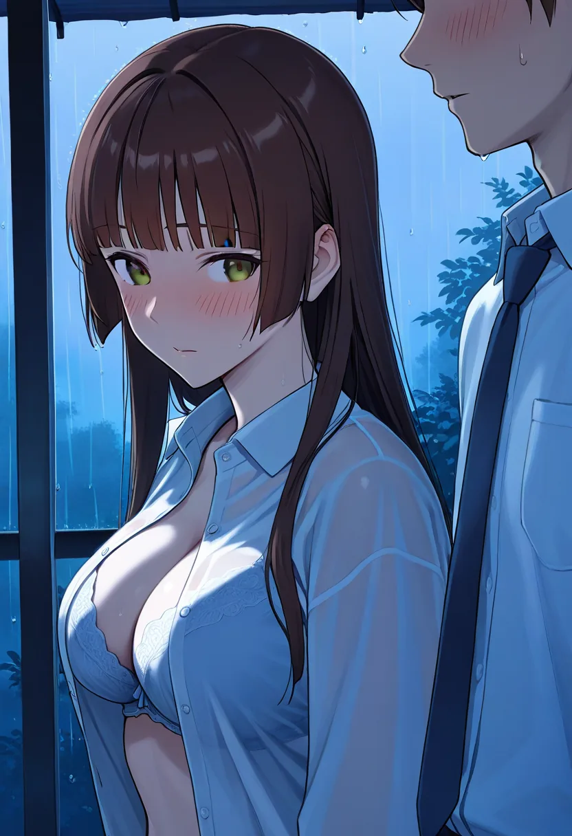 Story 15: Caught In Rain — panel 6 — shirt unbuttoned