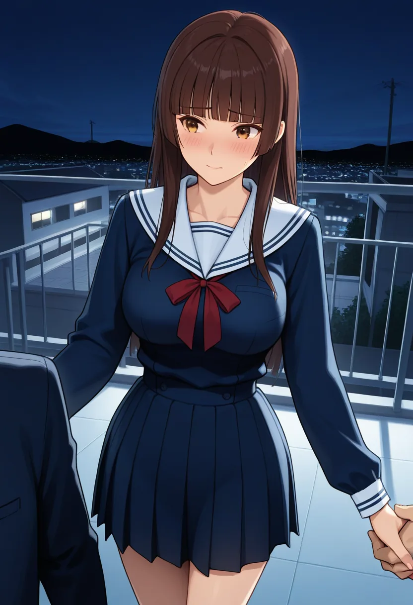 Story 16: Rooftop Night Studying — panel 4 — rooftop holding hands