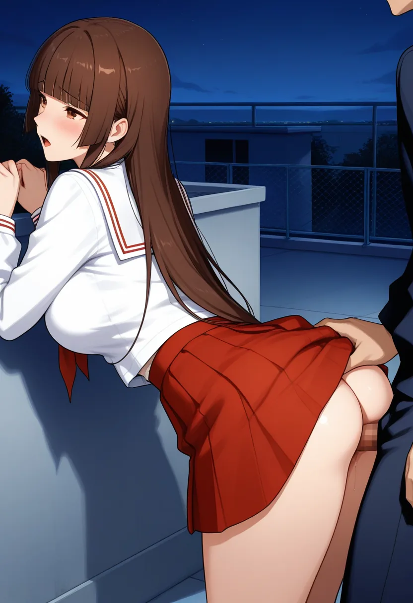 Story 19: Rooftop Study Session — panel 7 — under skirt touching