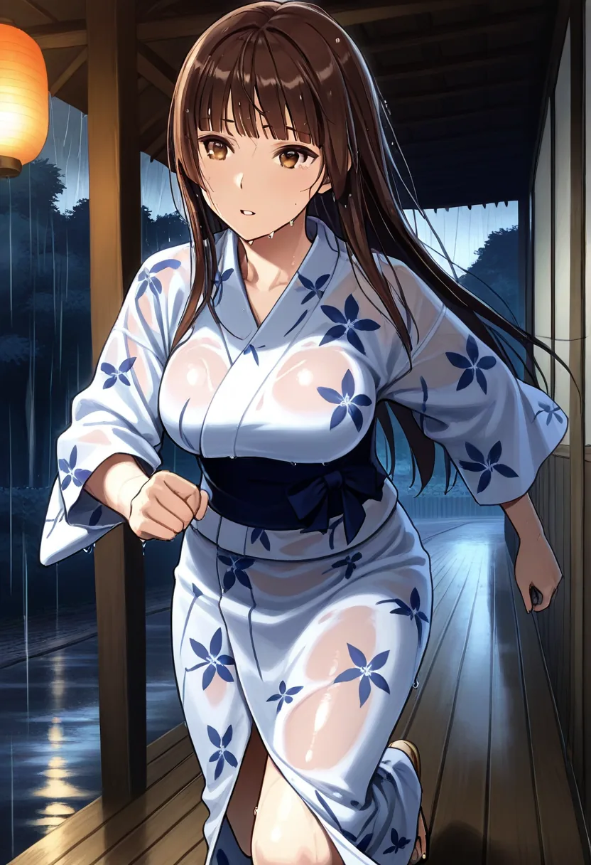 Story 20: Summer Festival Crowds — panel 2 — sudden rain and seeking shelter