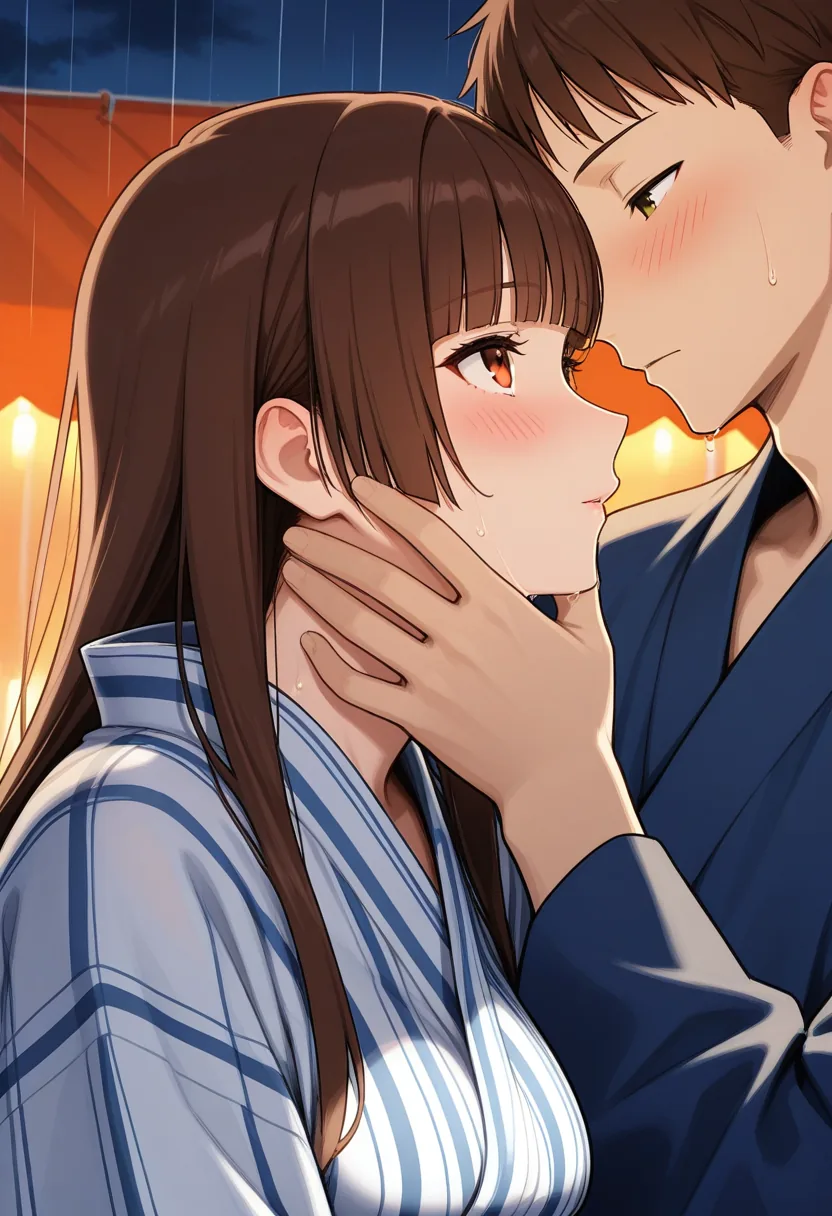 Story 20: Summer Festival Crowds — panel 4 — boy brushes wet hair