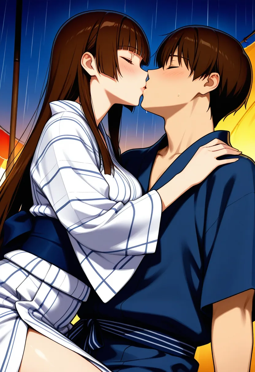 Story 20: Summer Festival Crowds — panel 5 — first kiss in tent