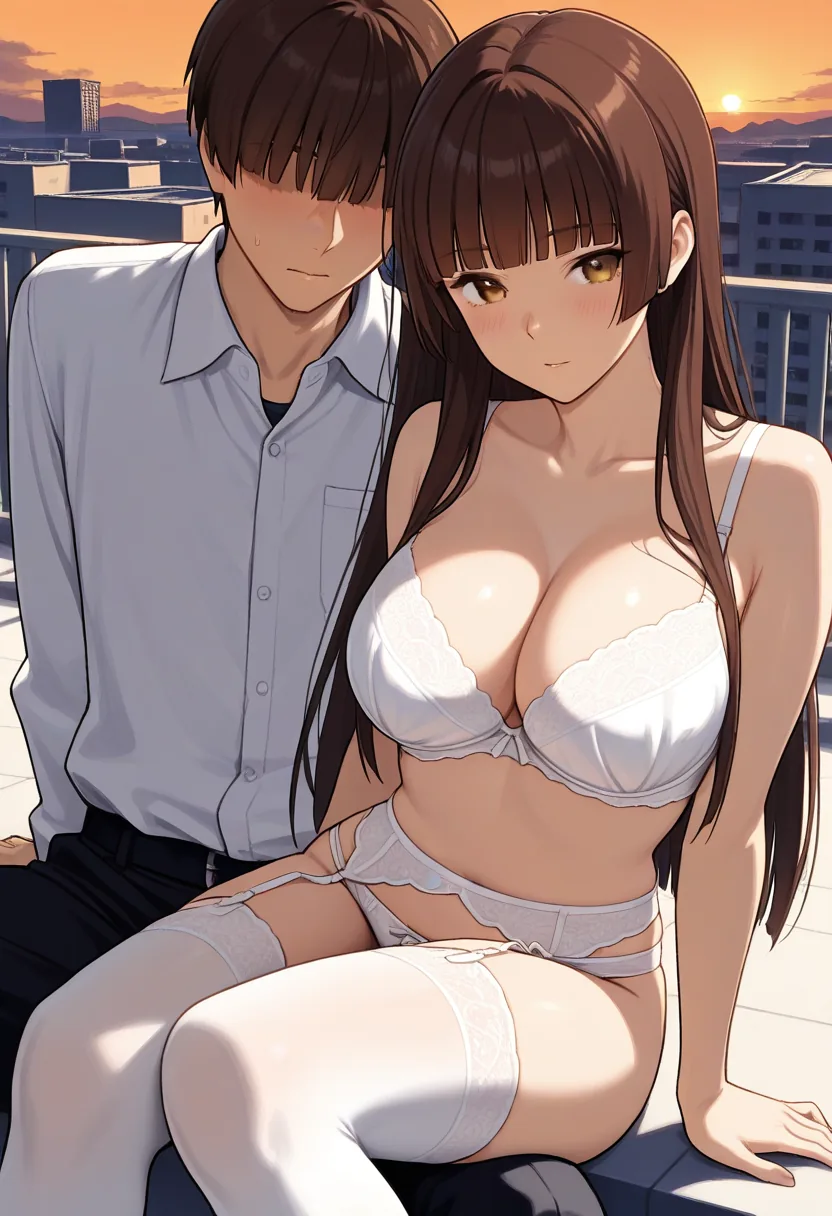 Story 22: Rooftop Sunset Talking — panel 5 — rooftop bra seeing