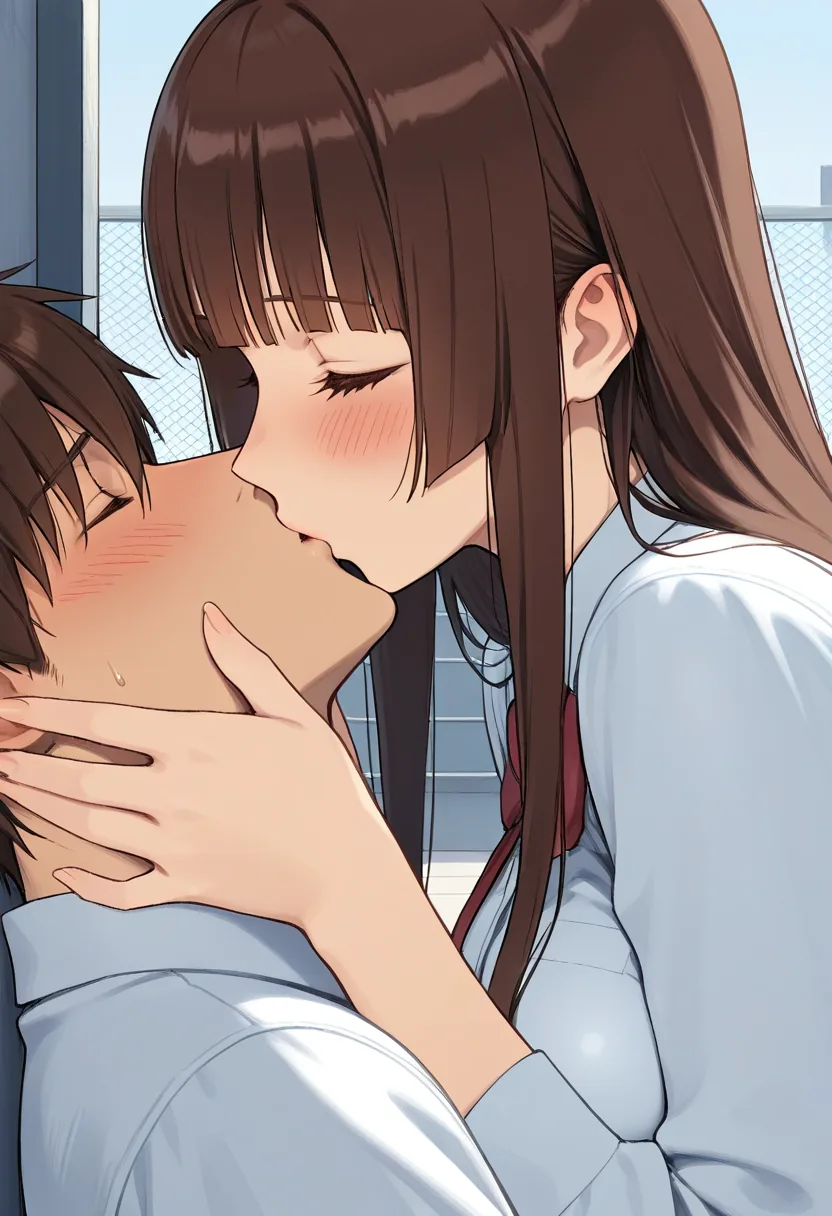 Story 25: Rooftop Sunset — panel 4 — kissing
