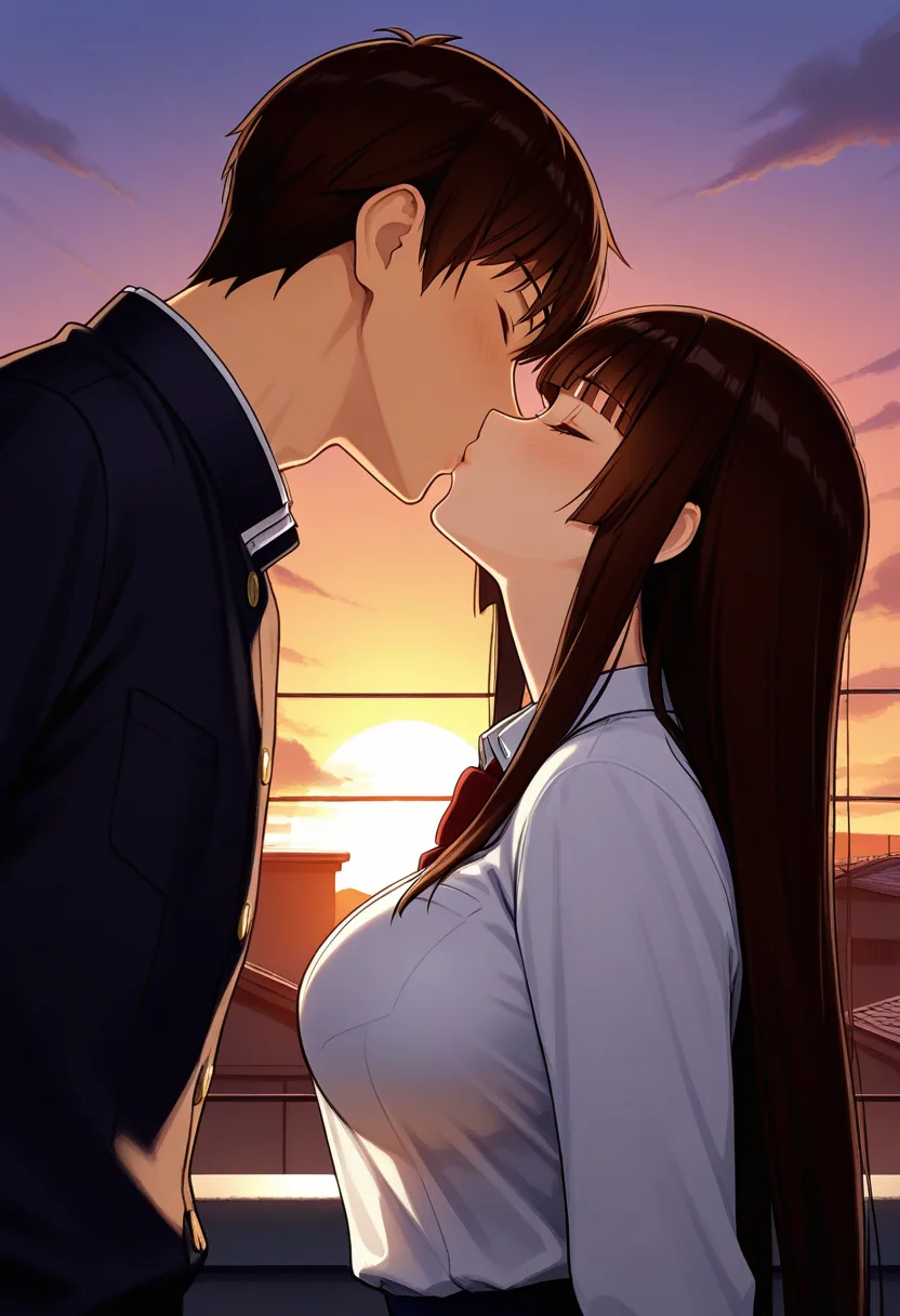 Story 28: Studying On Rooftop — panel 3 — first kiss