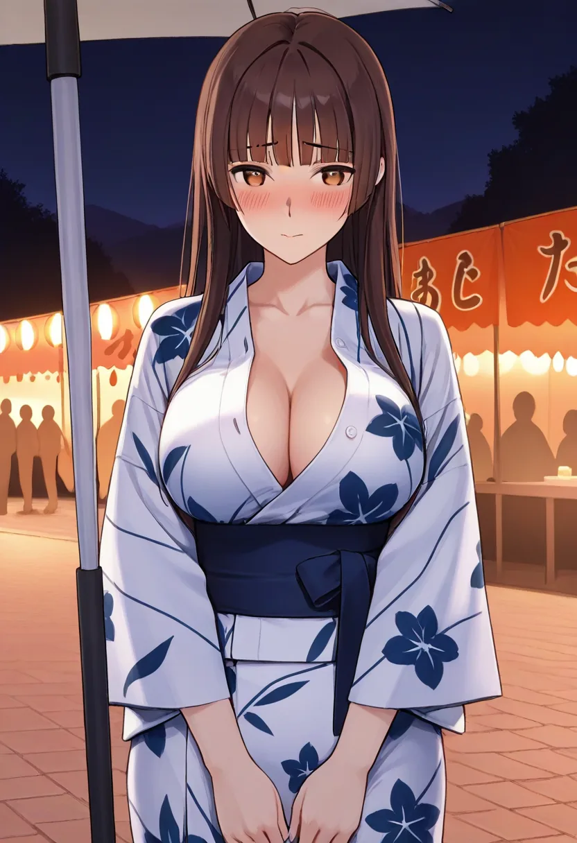 Story 30: Yukata At Festival — panel 2 — sharing umbrella