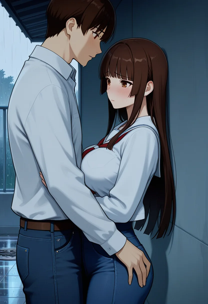 Story 31: Sudden Downpour — panel 2 — huddling together