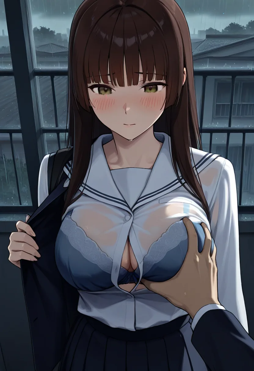 Story 31: Sudden Downpour — panel 4 — uniform unbuttoned