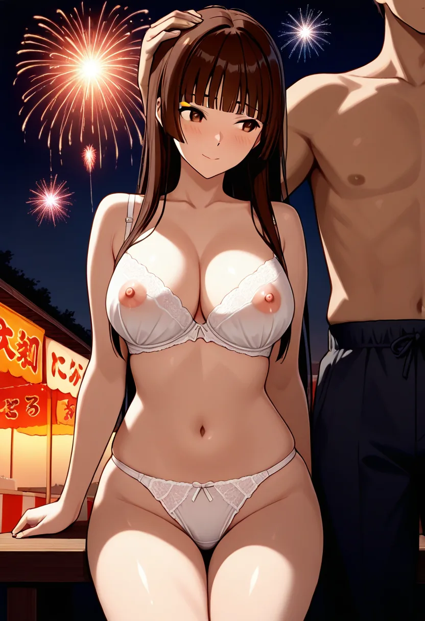 Story 33: Festival Crowds — panel 5 — nude bra and panties