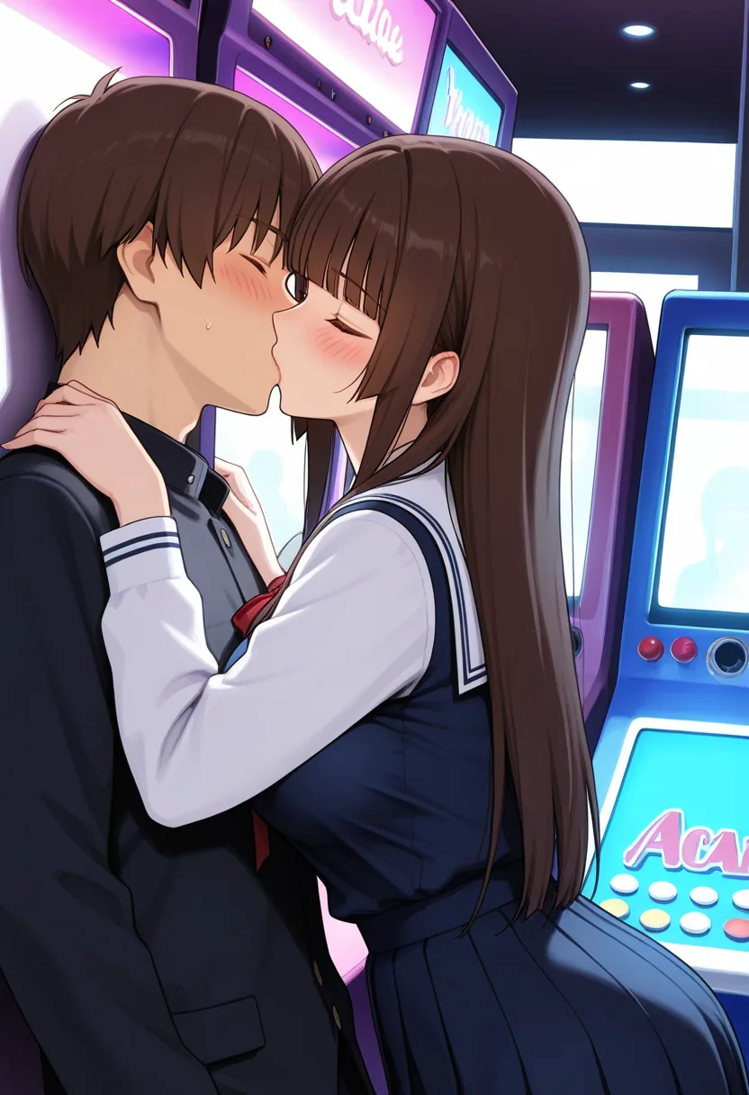 Story 38: Arcade Fun — panel 3 — cornered and kisses