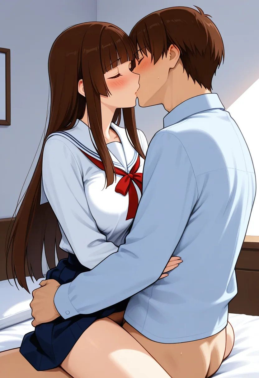 Story 42: Nostalgic Childhood Bedroom — panel 3 — gentle embrace and kiss