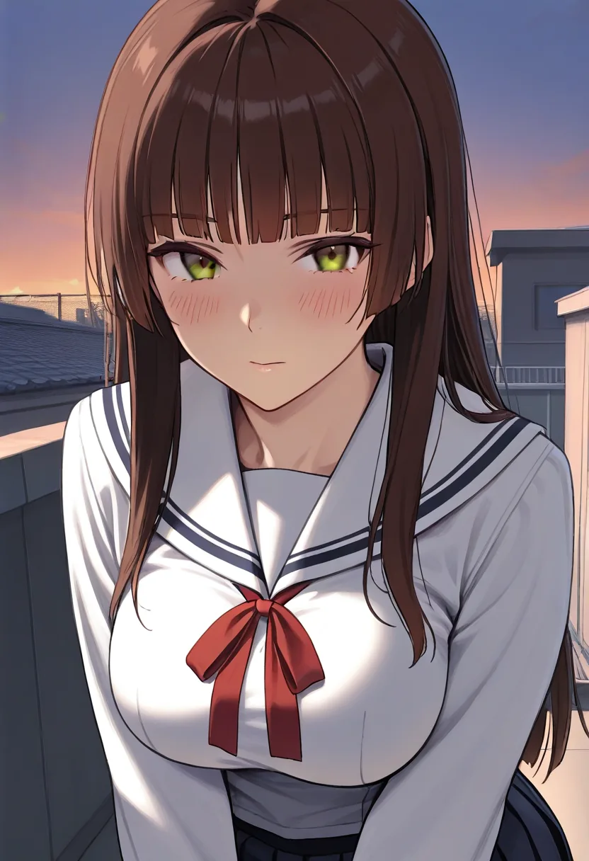 Story 43: Rooftop Evening — panel 2 — intense gaze