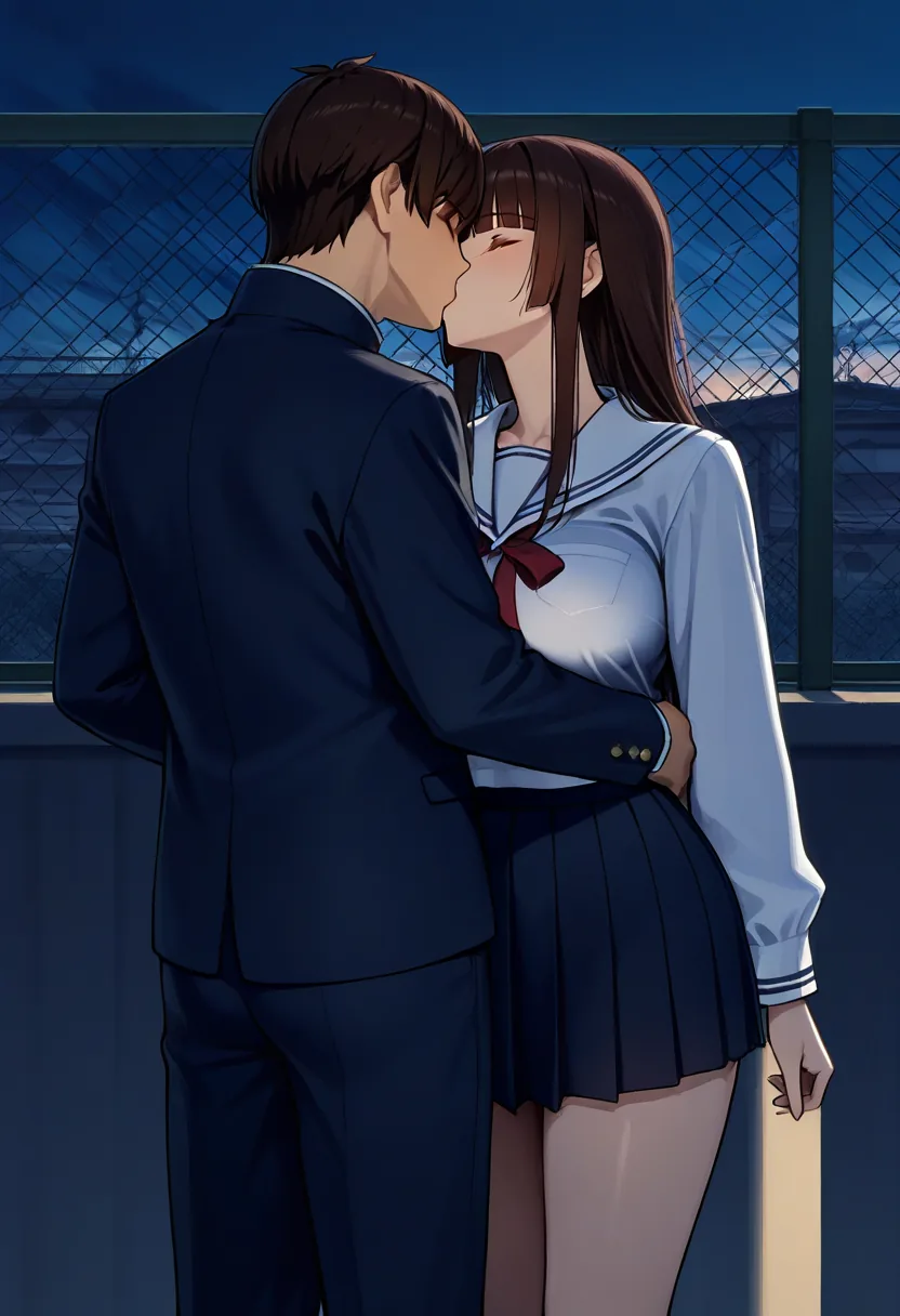 Story 46: Rooftop Discussion — panel 2 — first kiss