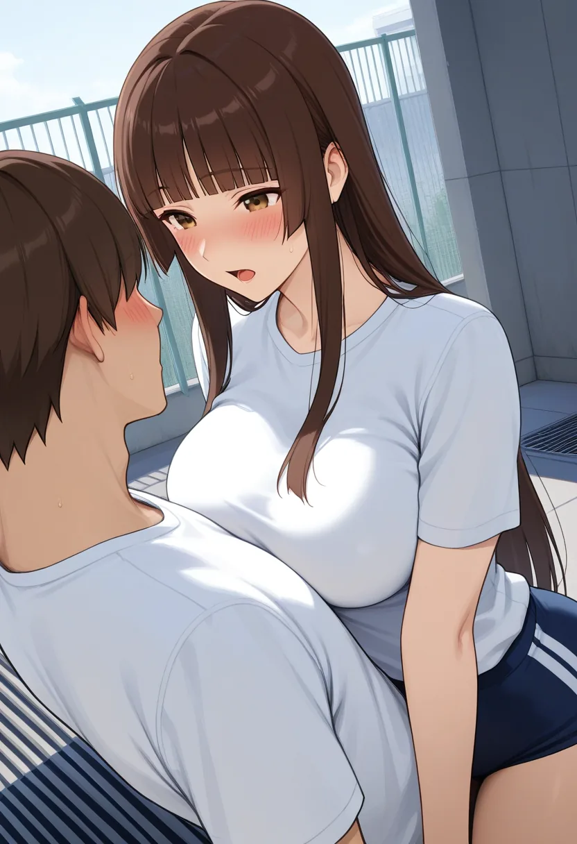 Story 46: Rooftop Discussion — panel 3 — removing uniform top