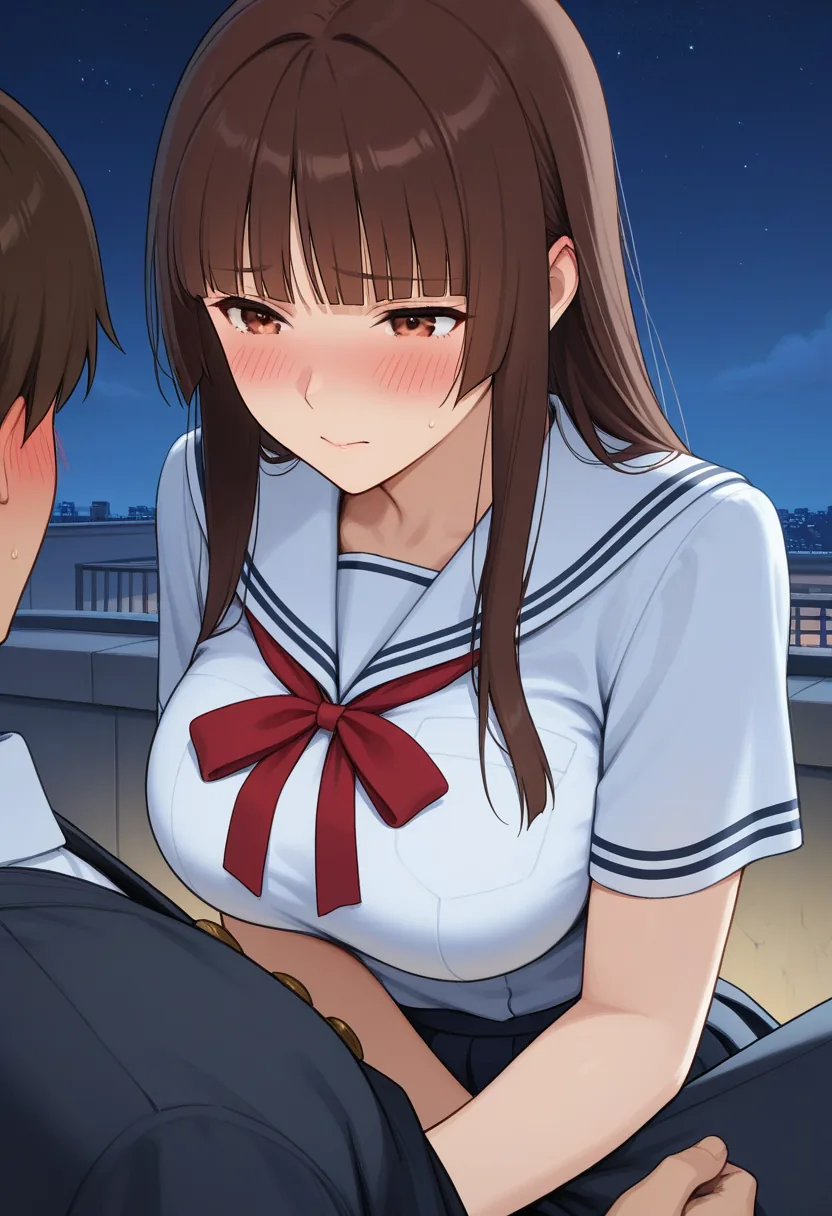 Story 51: Rooftop Study Session — panel 5 — partial undress