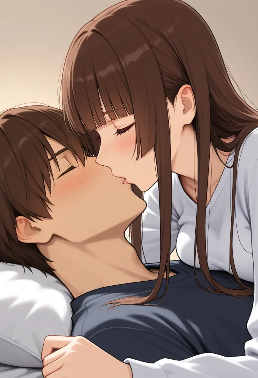 Story 56: Childhood Bedroom Reminisce — panel 4 — kissing on bed