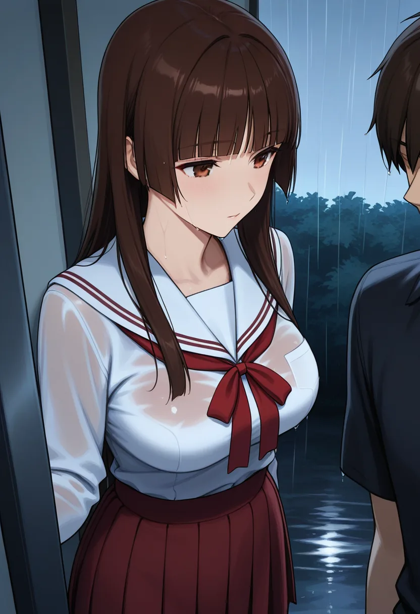 Story 71: Rain Start — panel 2 — joining shelter