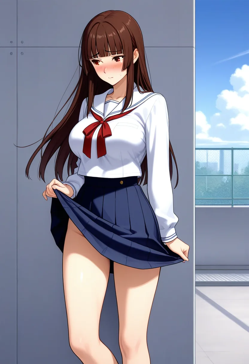 Story 81: School Rooftop Clothed — panel 2 — wind tangle