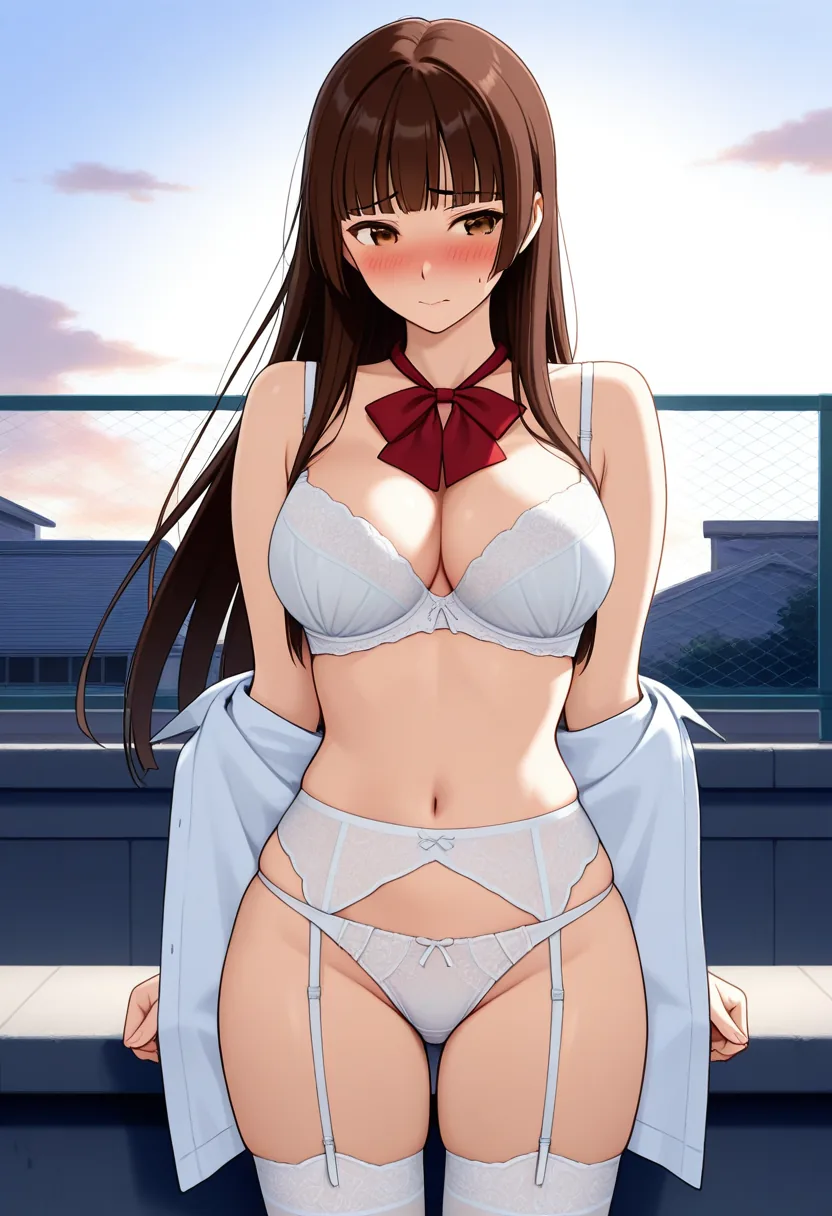 Story 87: On Rooftop Clothed — panel 2 — start undressing