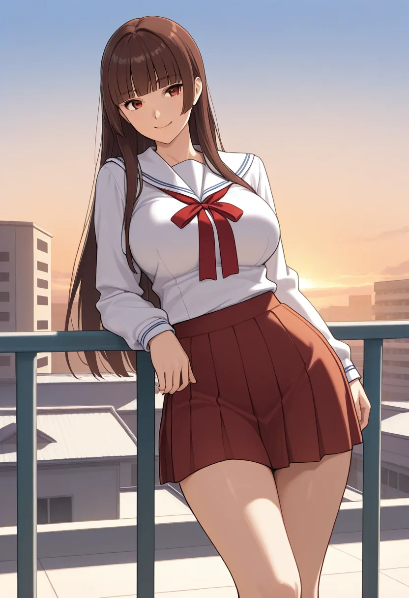 Story 95: Rooftop View — panel 2 — leaning rail