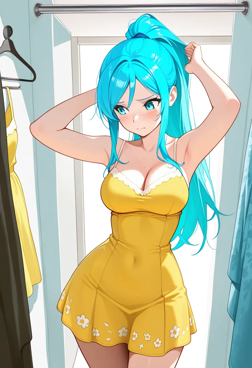 Story 4: Browsing Dresses — panel 2 — trying on