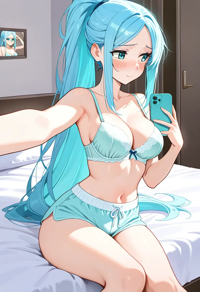 Story 19: First Selfie — panel 4 — bra selfie