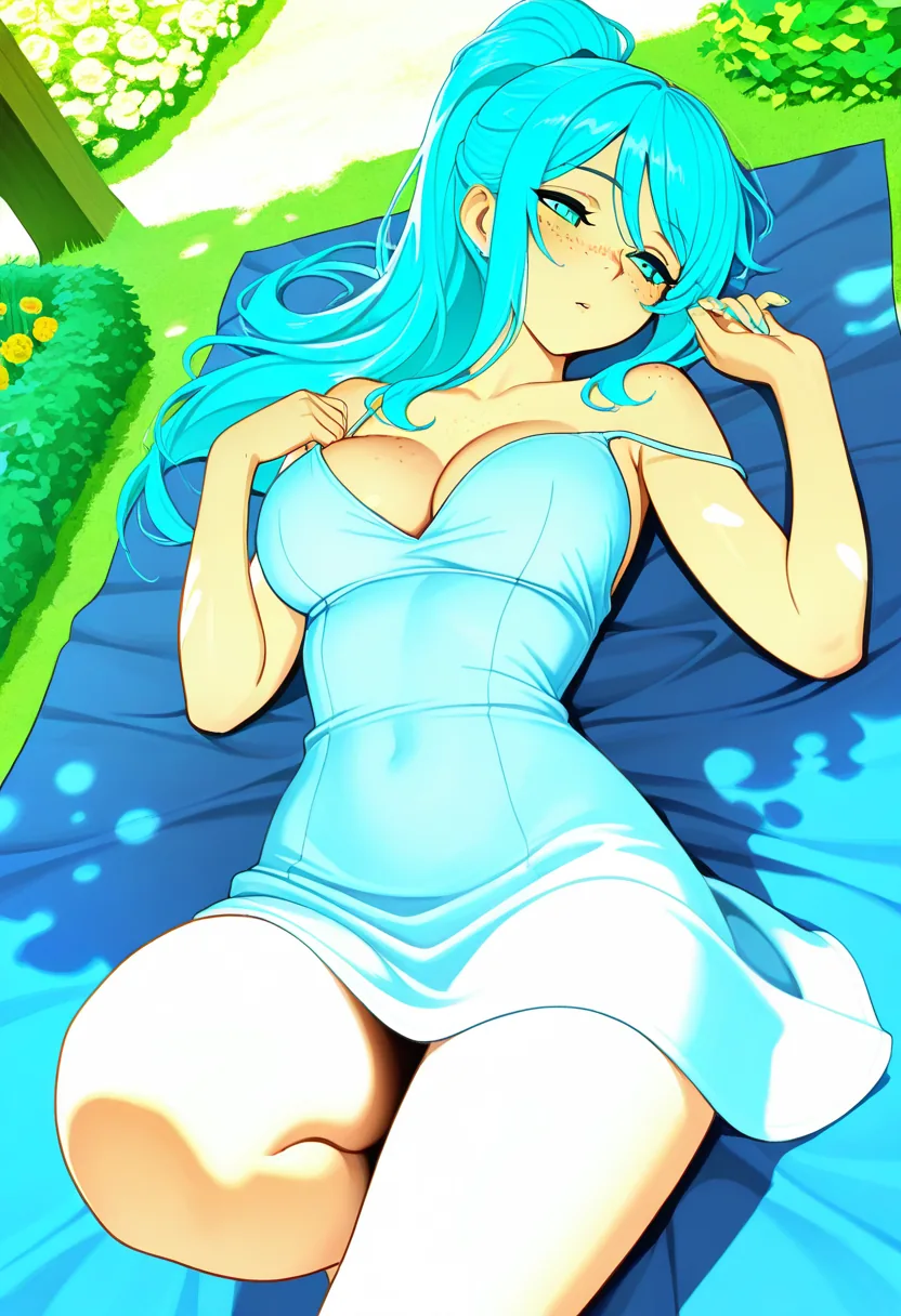 Story 28: Picnic Setup — panel 3 — sundress loosened
