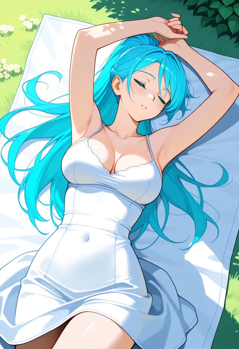 Story 28: Picnic Setup — panel 4 — dress pulled down
