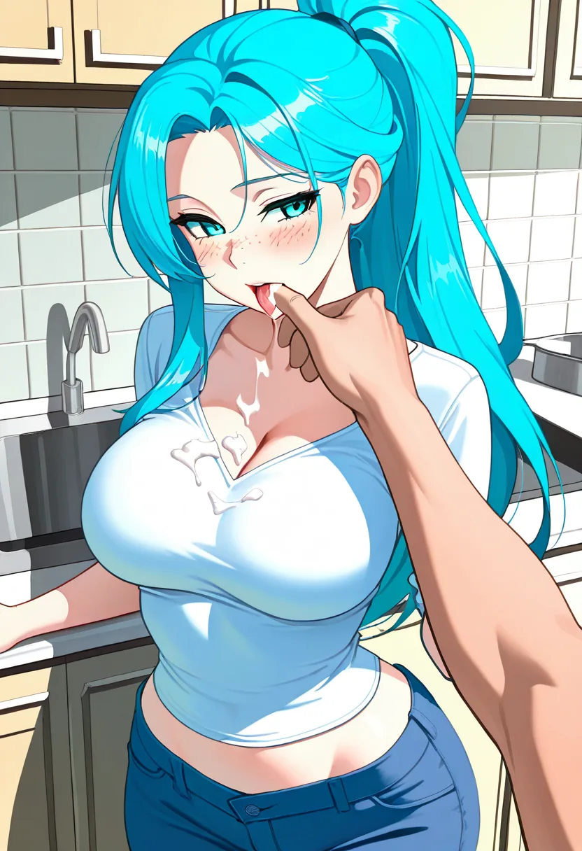 Story 70: Baking Lesson — panel 3 — licking frosting