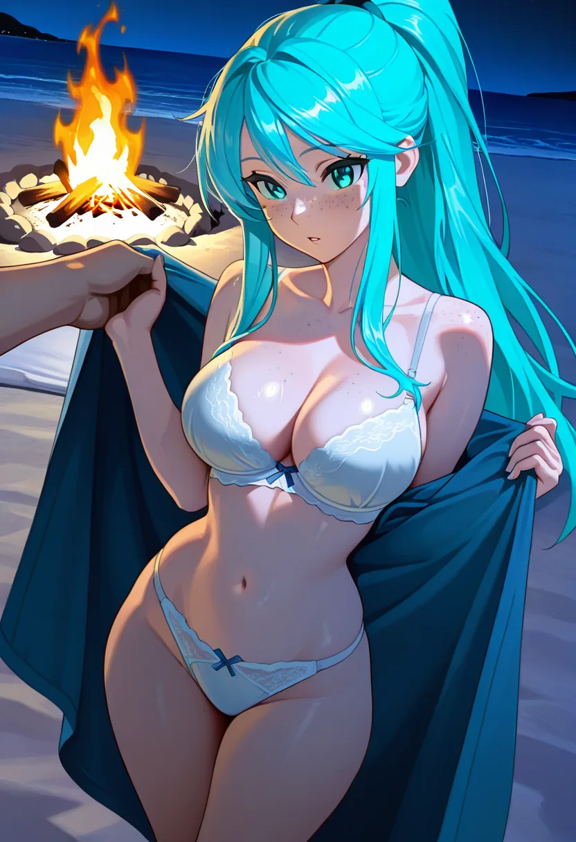 Story 81: Bonfire Setup — panel 4 — undressing firelight