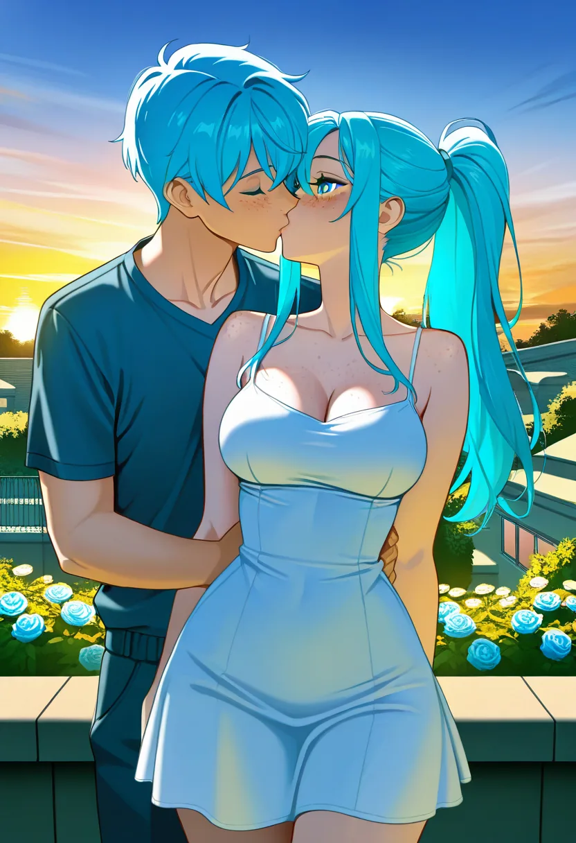 Story 99: Sunset Garden — panel 2 — among flowers