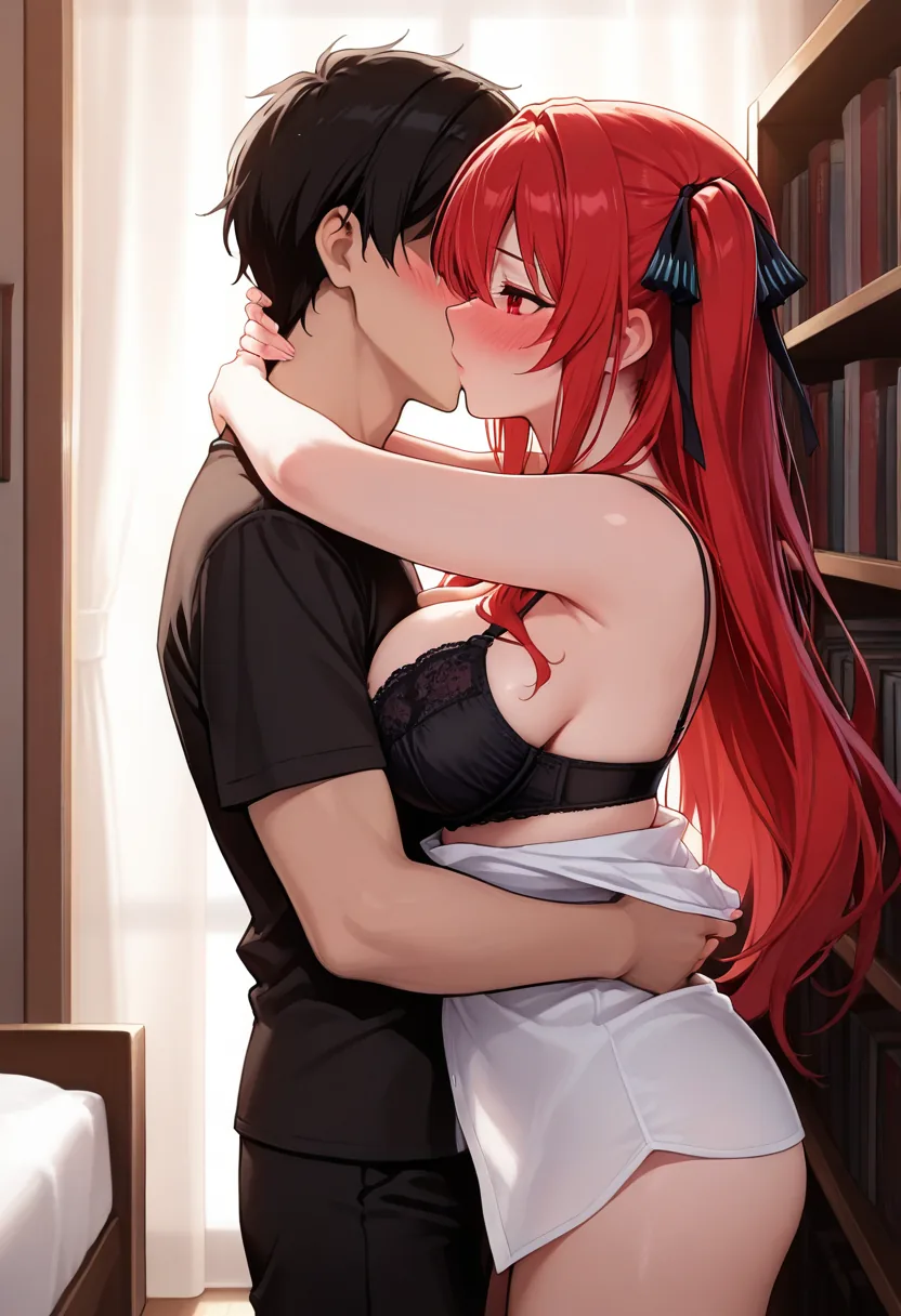 Story 95: Browsing Manga — panel 3 — against books