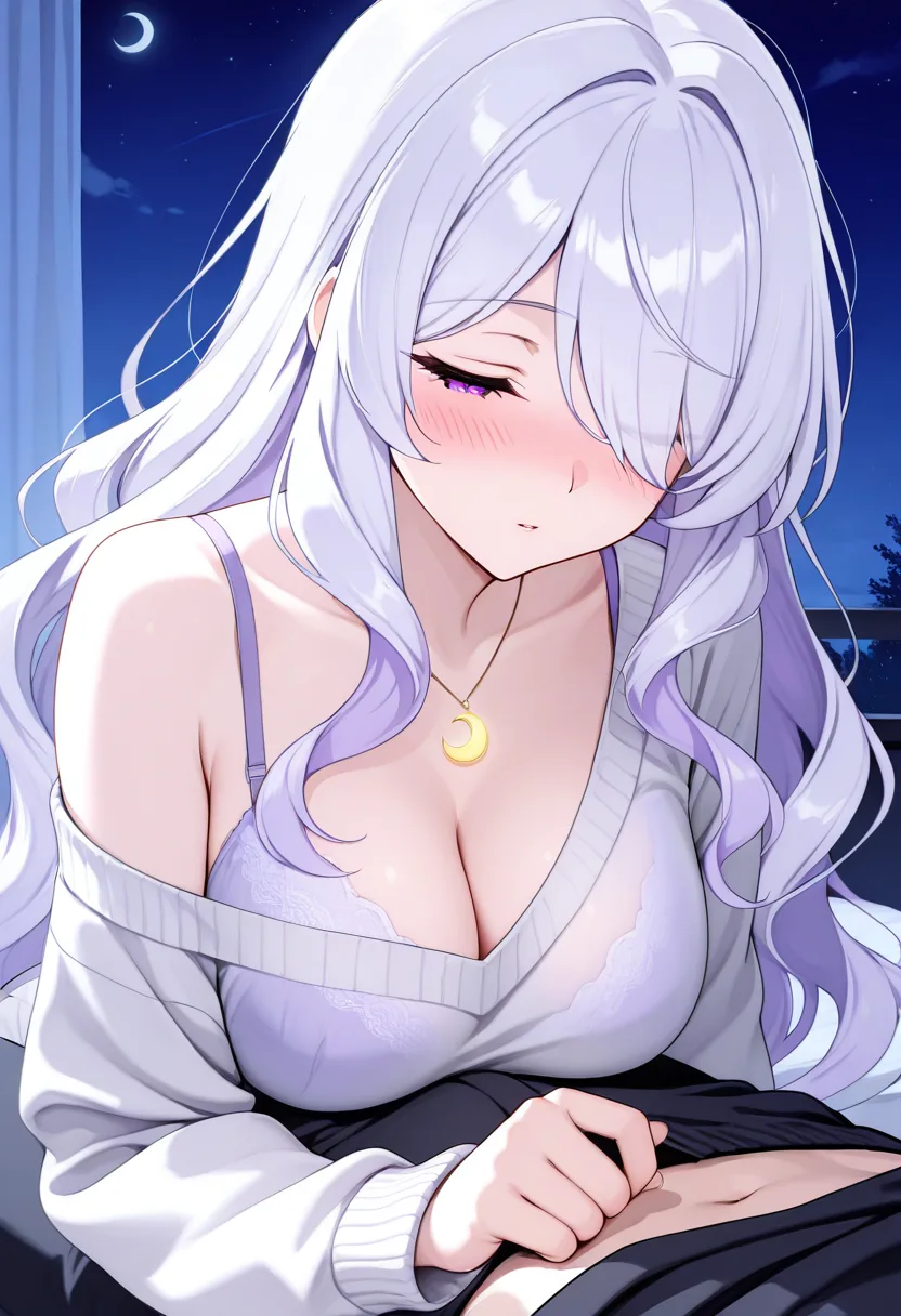 Story 1: In Stargazing Bedroom — panel 5 — sweater removal start