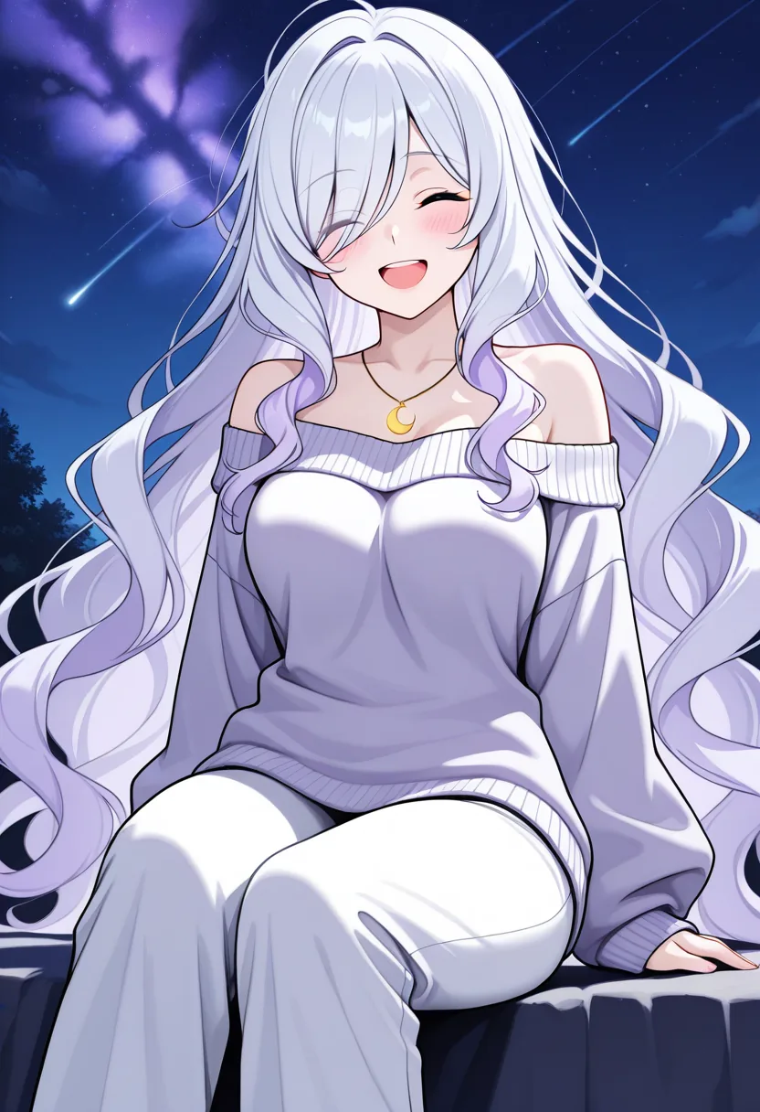 Story 6: And Partner Lying On Bed Looking At Stars — panel 2 — luna turning to partner with a smile