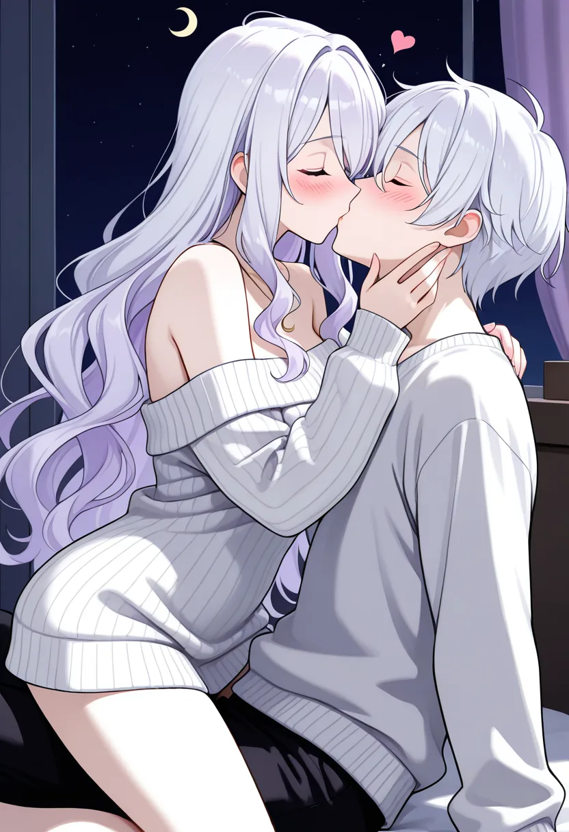 Story 6: And Partner Lying On Bed Looking At Stars — panel 3 — partner kisses luna s shoulder