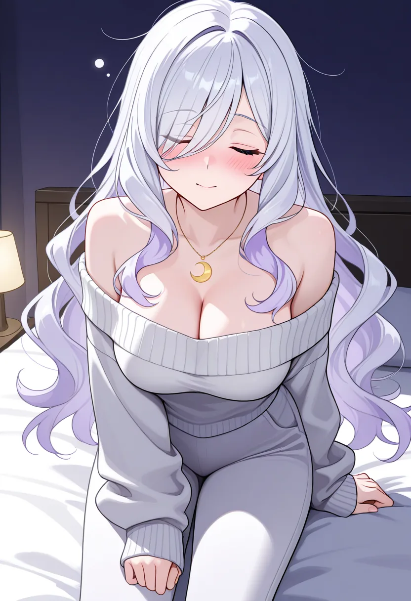 Story 6: And Partner Lying On Bed Looking At Stars — panel 6 — luna leans into partner s touch eyes closed