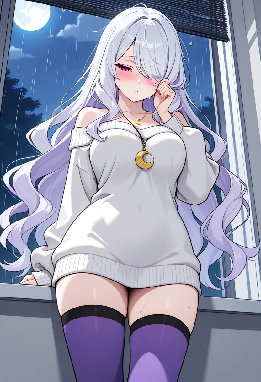 Story 12: Looking Out Rainy Window — panel 3 — partner gently touching lunas cheek