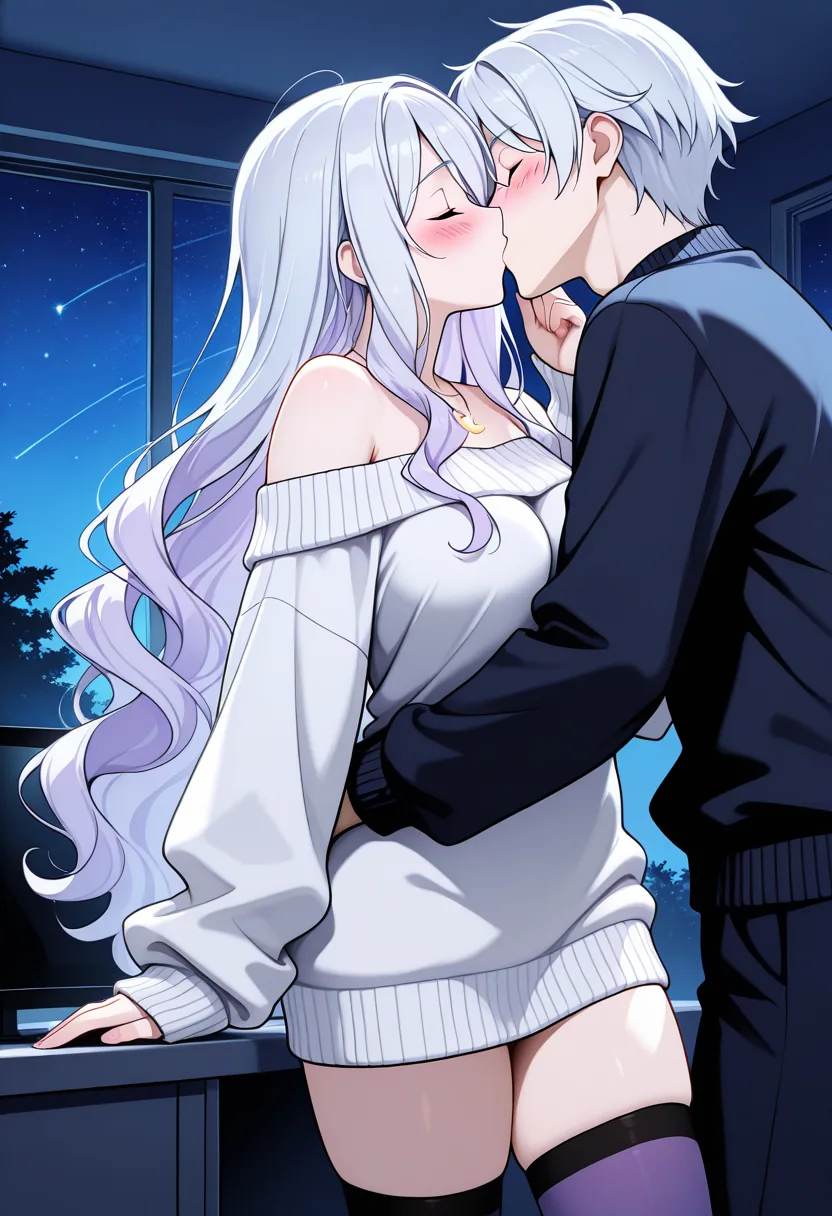 Story 13: Lying On Bed Looking At Stars — panel 4 — kissing foreplay