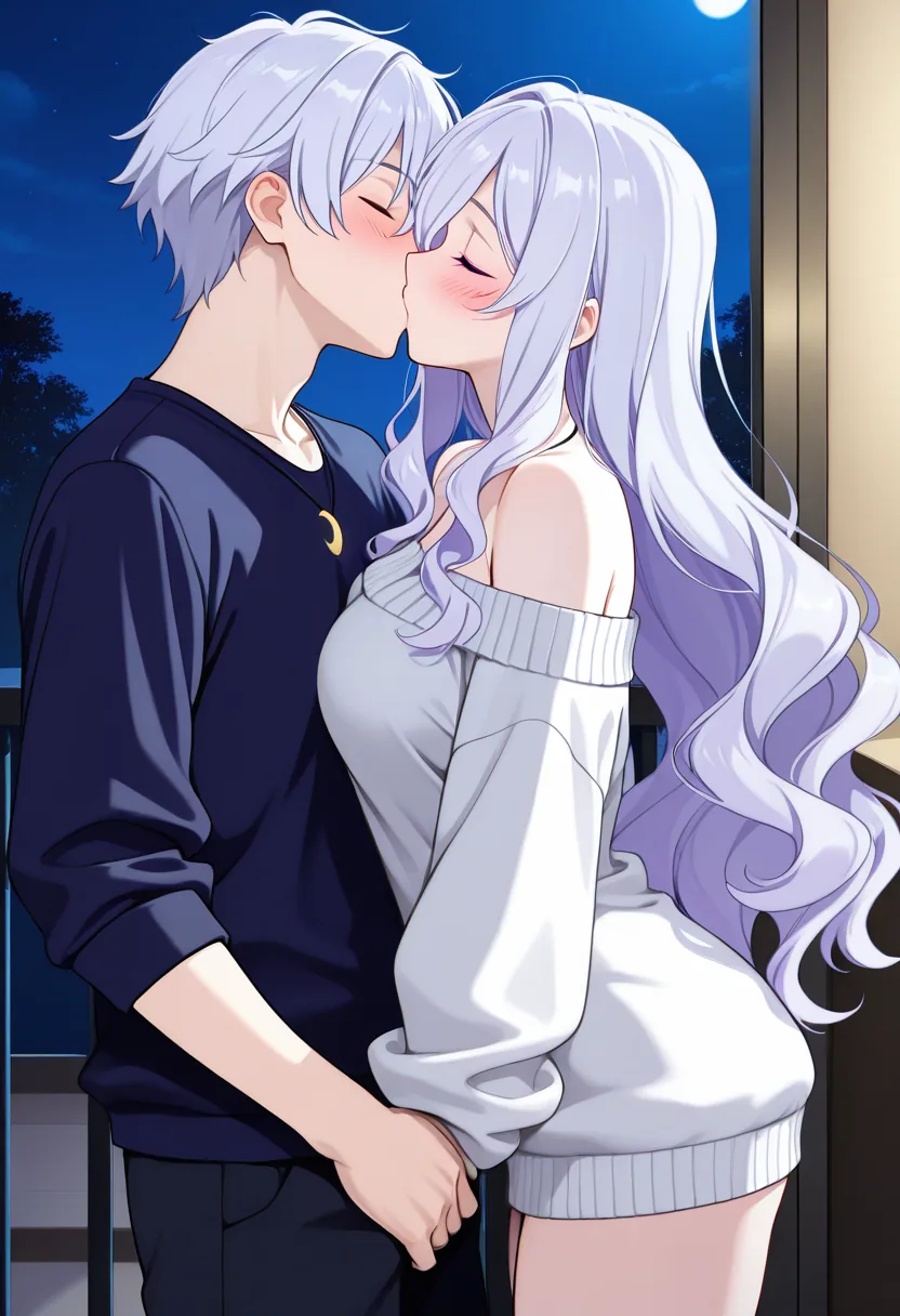 Story 15: On Balcony Looking At Stars — panel 4 — passionate kiss on balcony