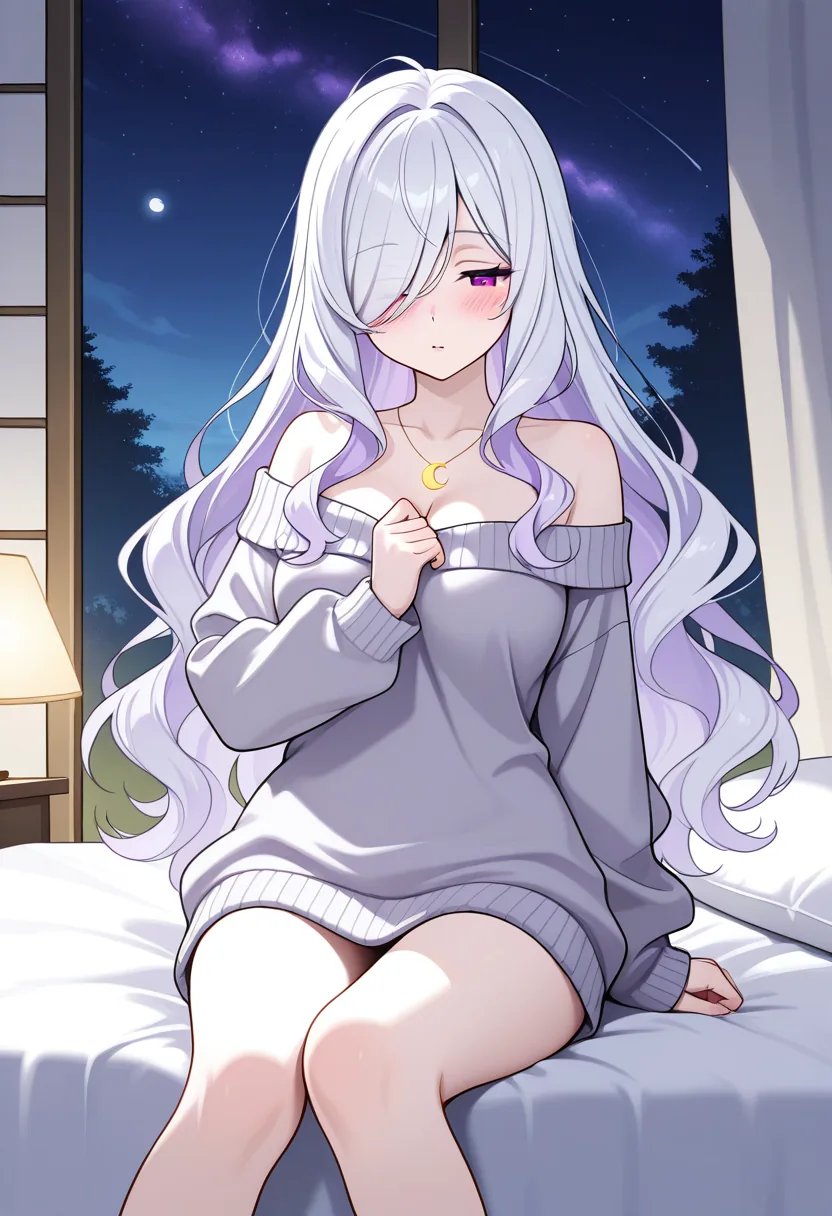 Story 20: In Bed Looking At Stars — panel 3 — luna sitting up in bed
