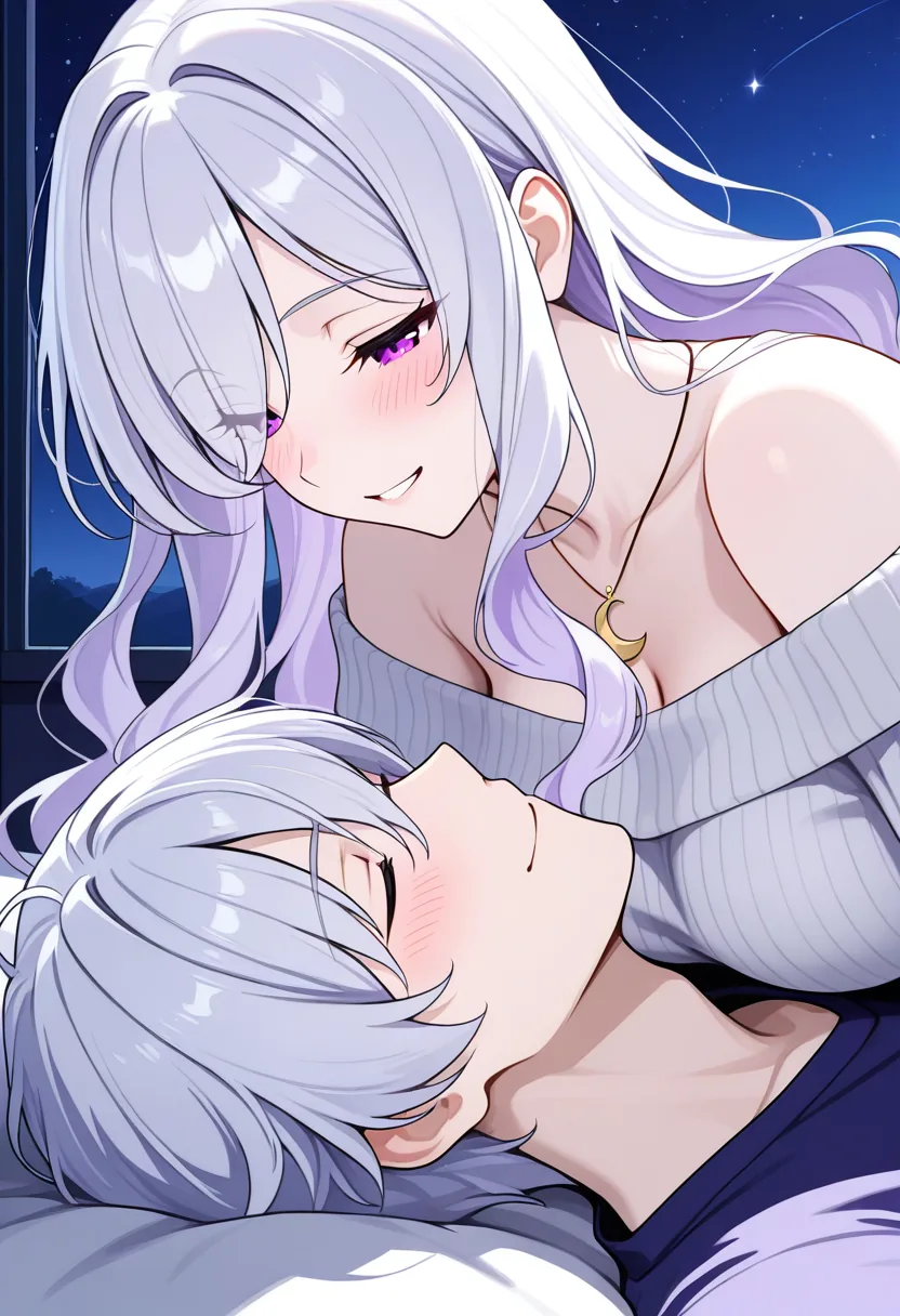 Story 22: Looking At Stars From Bed — panel 2 — partner joins luna in bed