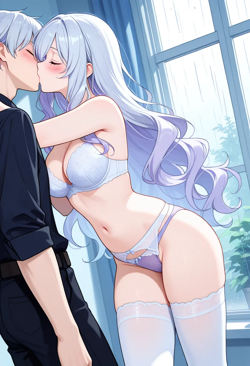 Story 44: Suggestive Window — panel 2 — escalating kiss