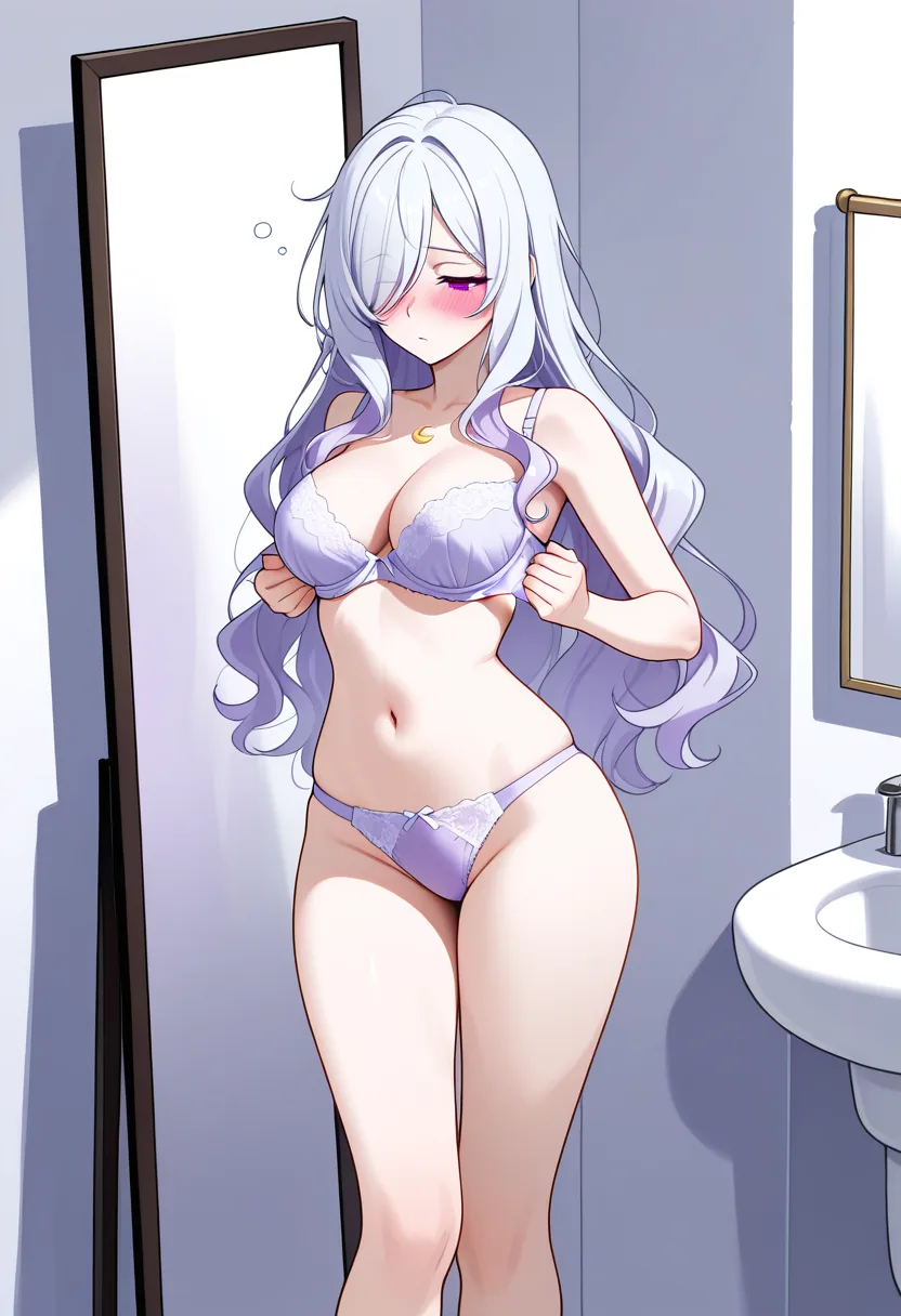 Story 86: Moonlit Bath Clothed — panel 5 — lingerie slip
