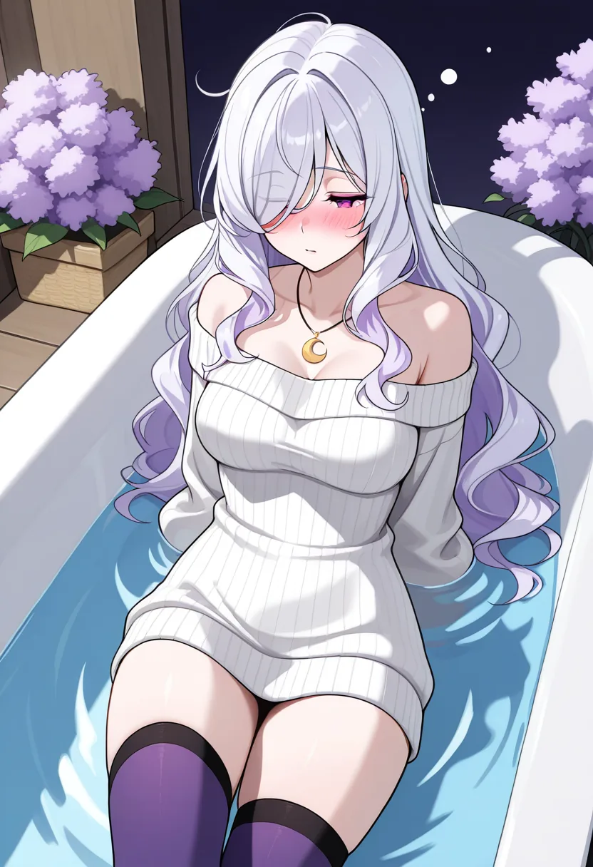 Story 100: Bathroom Glow — panel 2 — sweater slip