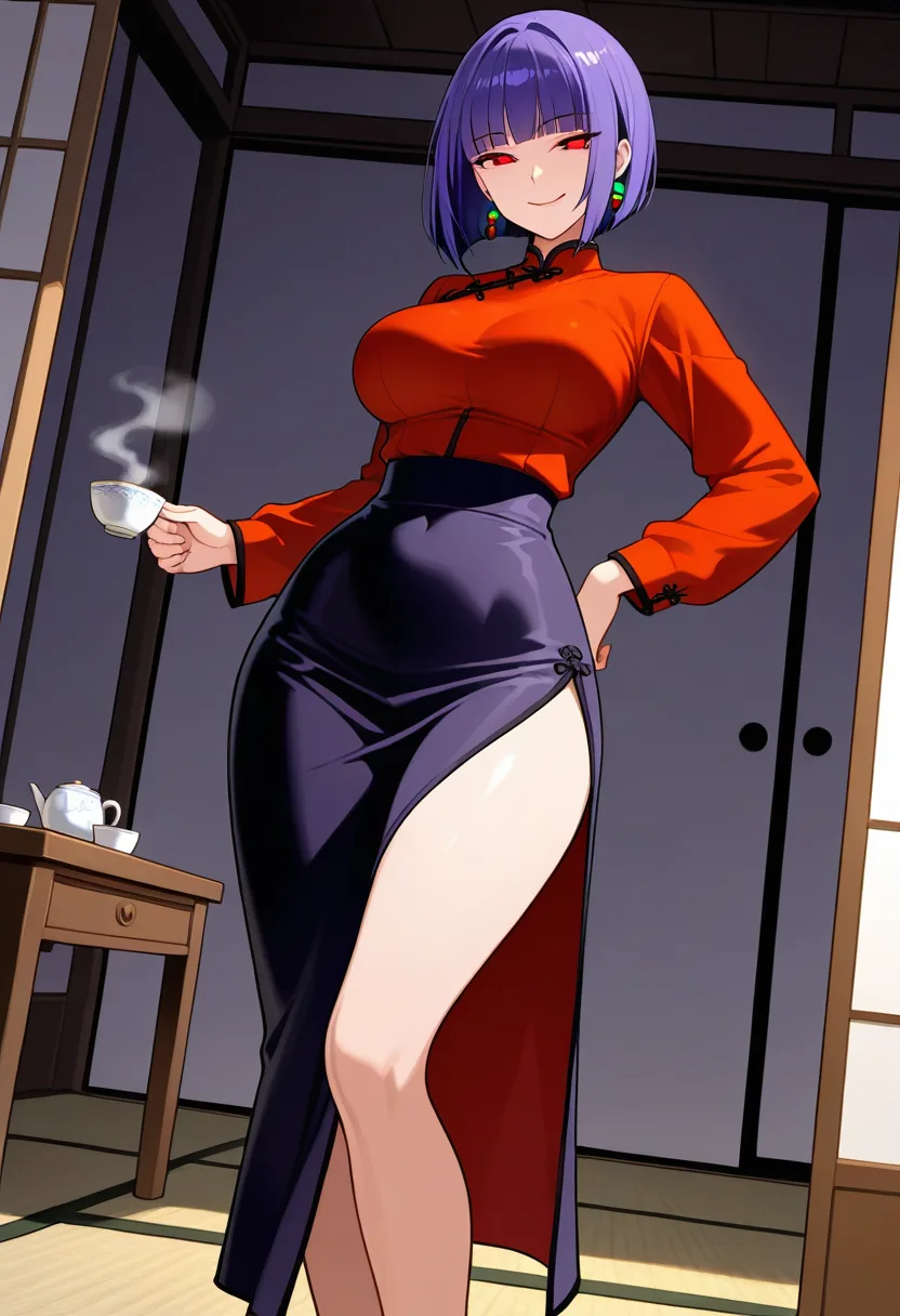 Story 95: Establishing Tea Room — panel 2 — approaching undress