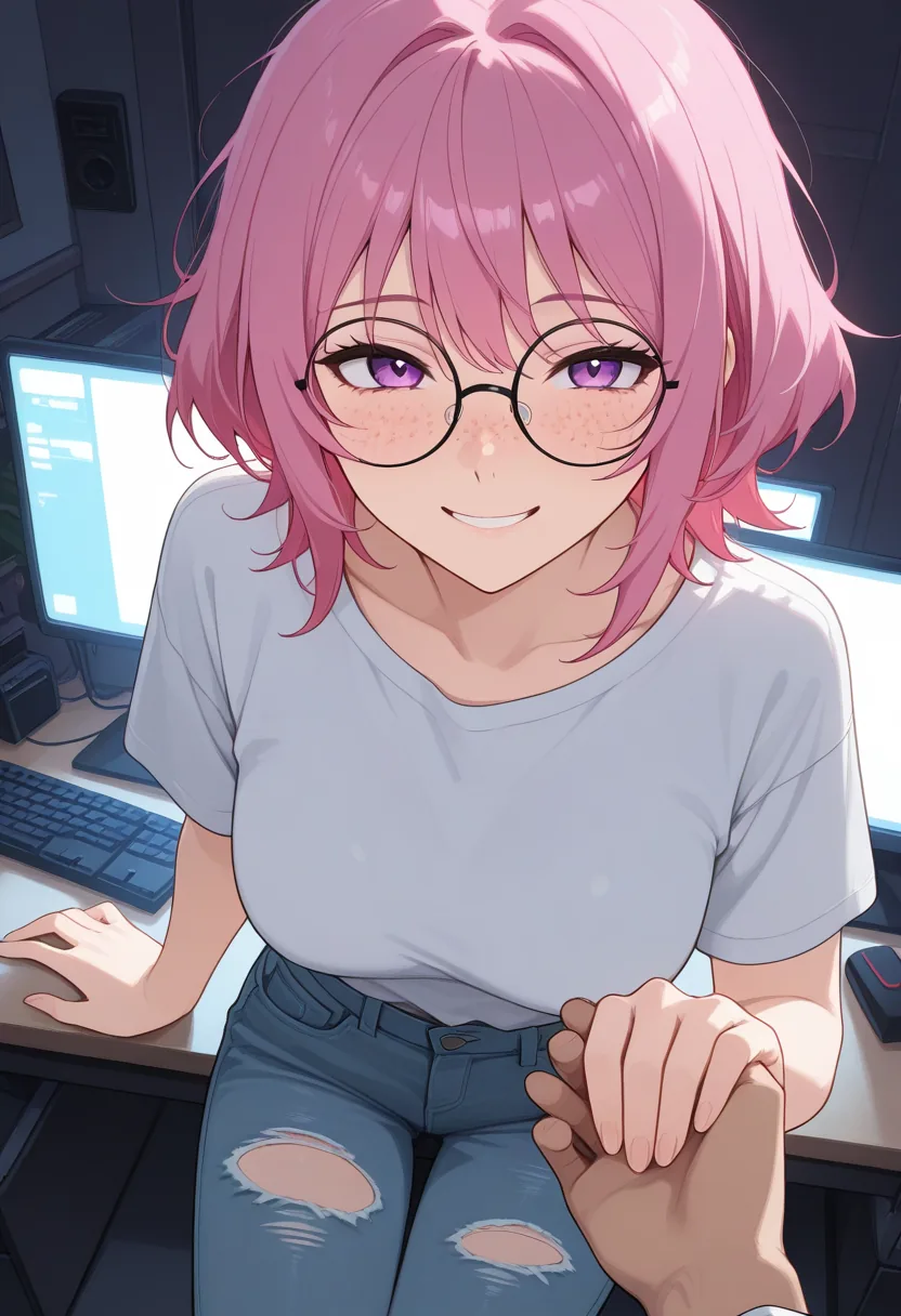 Story 4: At Pc — panel 4 — hand holding under desk